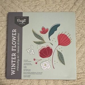 Winter Flower Wall Art – Red & Green Floral Canvas embroidery kit